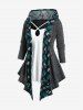 Plus Size Hooded Plaid Ribbed Cutout Twofer Tee with Pockets -  