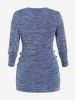 Plus Size Buckles Space Dye Long Sleeves Twofer Surplice Sweater -  