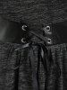 Gothic Faux Leather Panel Grommets Lace Up Handkerchief Tee -  