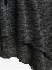 T-shirt Mouchoir Panneau en Faux Cuir Grande Taille à Lacets à Œillet - Noir 1x | US 14-16
