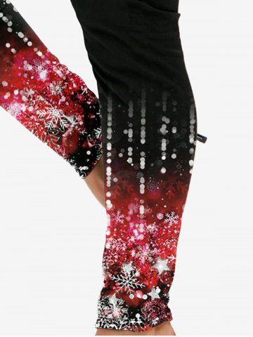 Plus Size 3D Sparkles Snowflake Lighting Printed Skinny Christmas Leggings
