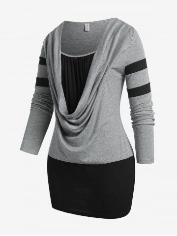 Plus Size Cowl Front Blouson 2 in 1 T-shirt