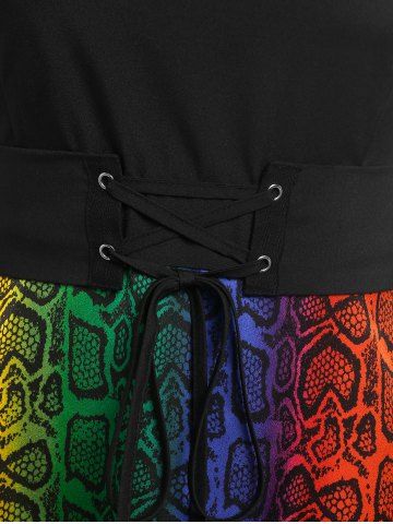 Plus Size Ombre Snake Print Lace Up Handkerchief Dress