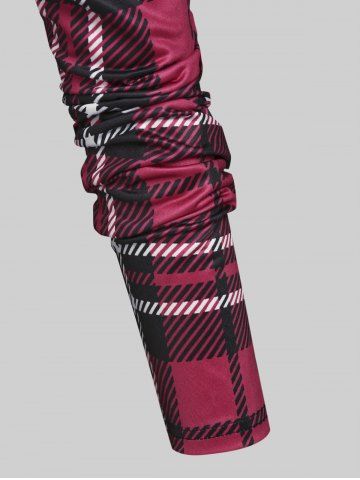 Plus Size Raglan Sleeve Crisscross Plaid Tee