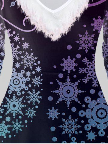 Plus Size Christmas 3D Print Snowflake Ombre Dress