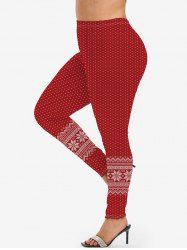 Plus Size Christmas Snowflake 3D Print Leggings -  