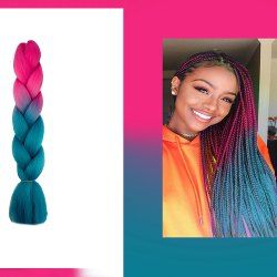 Extension de Cheveux Longue en Blocs de Couleurs Rose et Bleu - Multi 