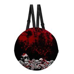 Gothic Horror Bloody Skull Rose Print Round Backpack -  