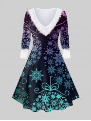 Robe Ombre à Imprimé Flocon de Neige 3D Grande Taille - Violet clair 4X | US 26-28