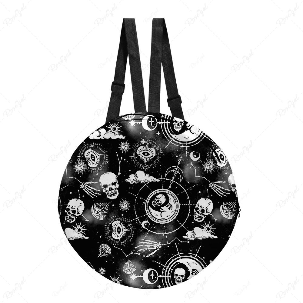 New Gothic Skull Star Moon Print Round Backpack  