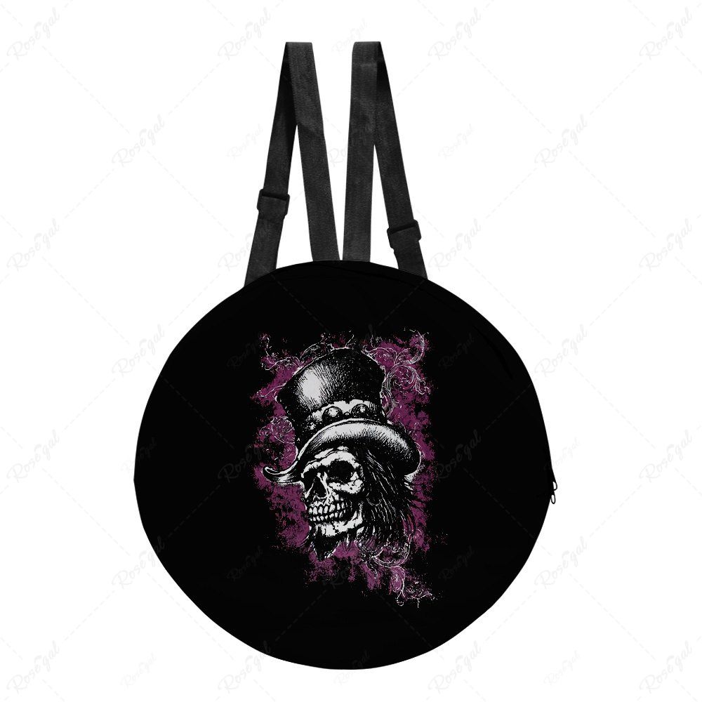 Discount Gothic Hat Skull Print Round Backpack  