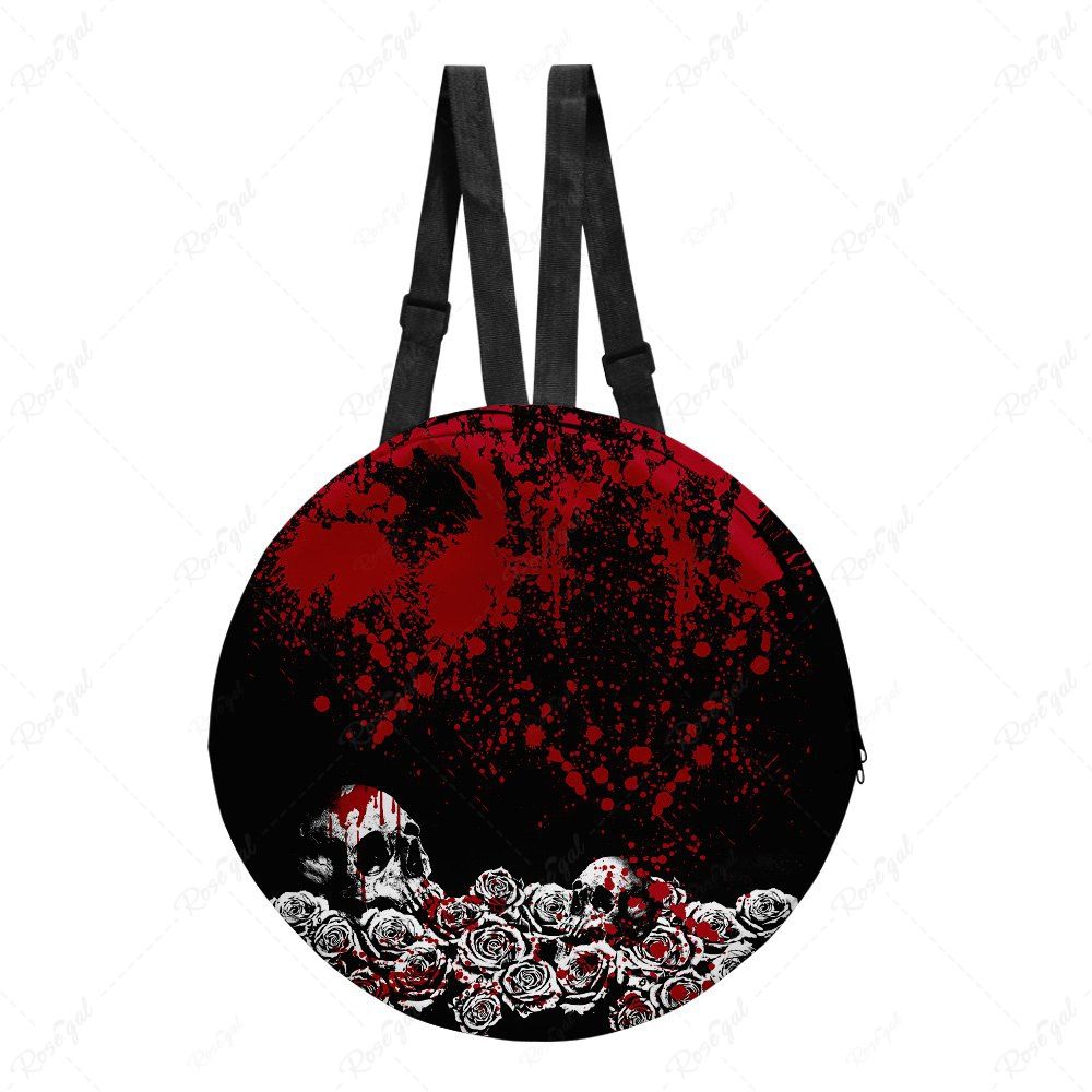 Cheap Gothic Horror Bloody Skull Rose Print Round Backpack  
