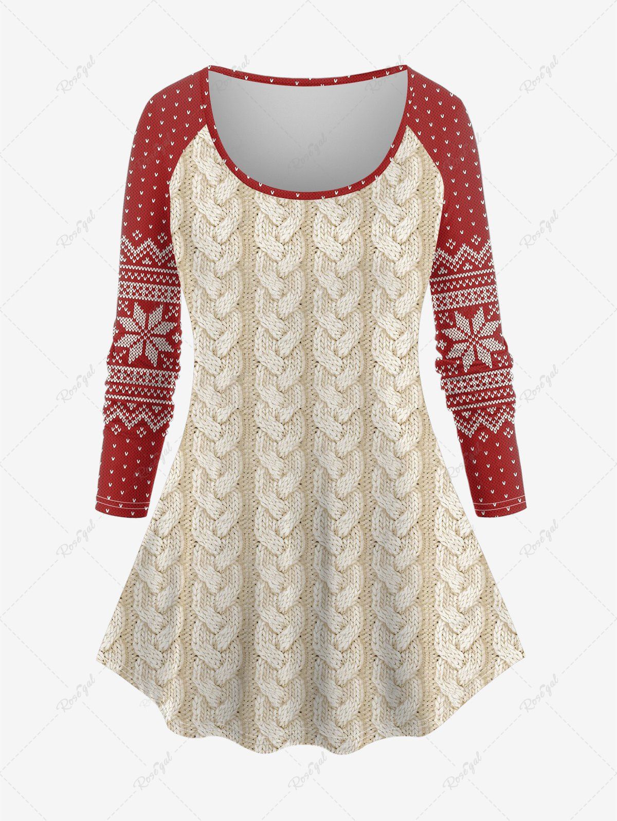 Outfits Plus Size Christmas 3D Print Raglan Sleeve T-shirt  