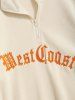 Half Zip Polar Fleece Letter Embroidered Sweatshirt -  