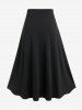 Gothic Lace Up Cold Shoulder Double Layered Handkerchief Tee and Godet Hem Midi Skirt Outfit -  