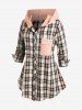 Plus Size Plaid Pocket Textured Hooded Shirt and Ripped Pencil Jeans Outfit -  