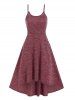 Cold Shouler Eyelets Bandage Top And High Low Heathered Midi Cami Dress Set -  
