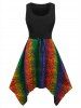 Plus Size Ombre Snake Print Lace Up Handkerchief Dress -  