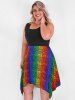 Plus Size Ombre Snake Print Lace Up Handkerchief Dress -  
