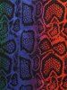 Plus Size Ombre Snake Print Lace Up Handkerchief Dress -  