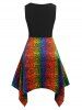 Plus Size Ombre Snake Print Lace Up Handkerchief Dress -  