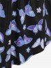 Plus Size Butterfly Print Irregular Tee -  