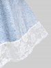T-shirt Panneau en Dentelle Cachemire Imprimé de Grande Taille - Bleu clair 4X