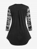 Plus Size Tribal Print Tunic Curved Blouse -  