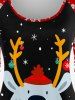T-shirt à Motif Cerf de Noël Coeur à Manches Raglan Grande Taille - Noir M | US 10