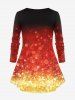 Plus Size 3D Sparkles Christmas Tree Printed Ombre Long Sleeves Tee -  