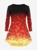 T-shirt Ombre à Imprimé Sapin de Noël 3D Brillant Grande Taille avec Manches Longues - Rouge 4x | US 26-28