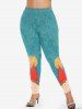 Plus Size Christmas Tree Letters Printed Graphic Leggings -  