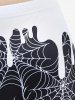 Halloween Paint Drop Blobs Spider Web Colorblock Printed Skinny Leggings -  