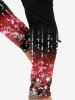 Leggings Skinny à Imprimé Flocon de Neige et Renne de Noël 3D Grande Taille - Noir S | États-Unis 8
