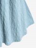 Plus Size Contrast Collared Cable Knit Top -  