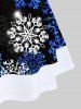 Robe de Noël à Imprimé Flocon de Neige Partout de Grande Taille - Bleu S | US 8