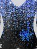 Robe de Noël à Imprimé Flocon de Neige Partout de Grande Taille - Bleu 2X | US 18-20