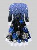 Robe de Noël à Imprimé Flocon de Neige Partout de Grande Taille - Bleu 2X | US 18-20