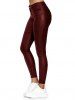 Zipper Fly Pockets Solid Color Long Skinny PU Pants -  