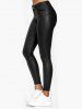Zipper Fly Pockets Solid Color Long Skinny PU Pants -  