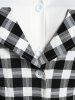 Plus Size Flap Pocket Plaid Long Sleeves 2 in 1 Shirt -  