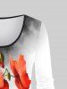 Plus Size Colorblock Flower Print T-shirt -  