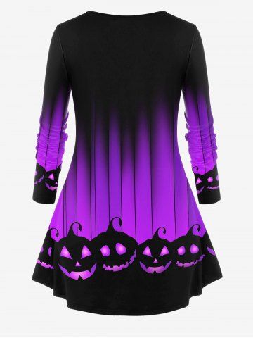 Halloween Pumpkin Print T-shirt and Halloween High Rise Pumpkin Print Leggings Plus Size Outfit