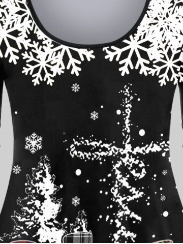 Plus Size Christmas Snowman Snowflake Print T-shirt