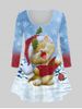 Plus Size Christmas Snowflake Cat Printed Ombre Long Sleeves Tee -  