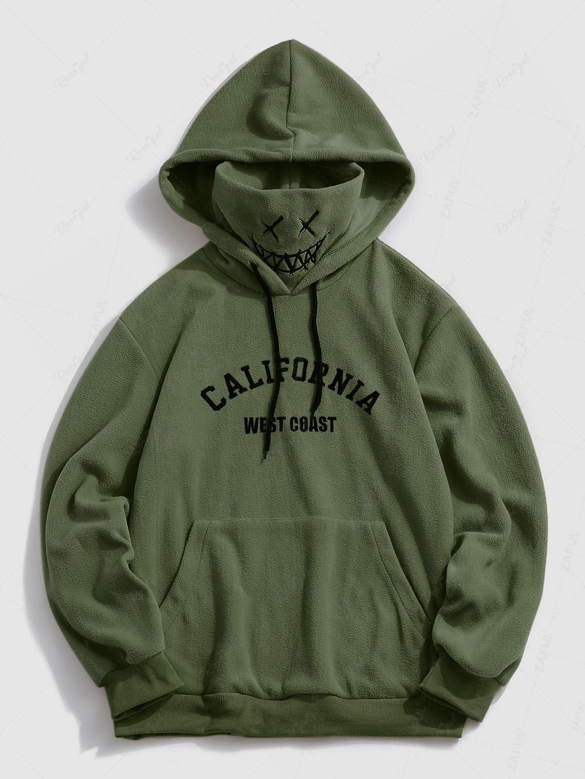 Discount Letter Graphic Embroidered Fleece Mask Hoodie  