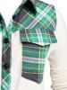 Chemise Panneau à Carreaux de Grande Taille avec Poche à Rabat - Vert profond M | US 10