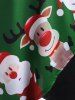 Christmas Snowman Plaid Panel Drawstring Hoodie and Flap Pockets Plaid Grommets Pants Plus Size Outerwear Outfit -  