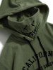 Letter Graphic Embroidered Fleece Mask Hoodie -  