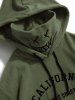 Letter Graphic Embroidered Fleece Mask Hoodie -  